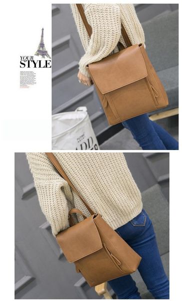 

backpack 2021 female bag pu leather retro travel multifunctional student schoolbag