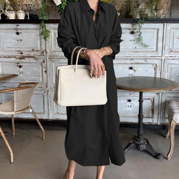 

casual dresses elegant fashion women solid shirt dress spring long sleeve buttons down vestidos chic office ladies sundress robe, Black;gray