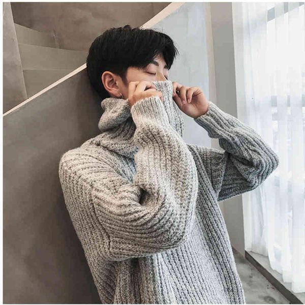 

men's sweaters 3xl men turtleneck sweater thick knitted pullover autumn winter male high turtle neck plus over size mens coats kor, White;black