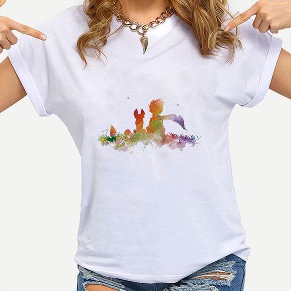 

tee and women earth mens t shirts space little prince white friends forever short sleeve fashion european streetwear 90s trend, White;black