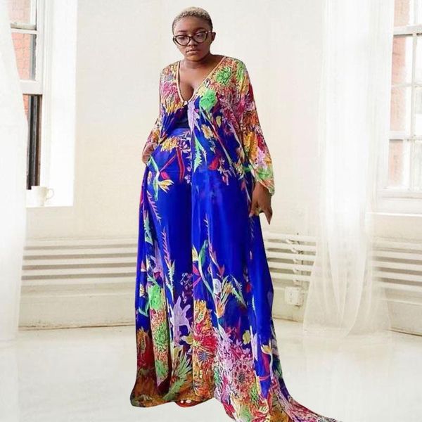 

ethnic clothing blue african dresses for women 2 piece set dashiki dress + pants floral printed abaya dubai muslim robe islam, Red