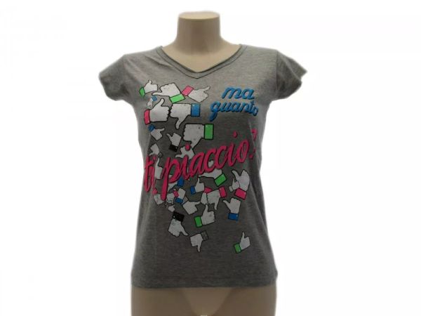 

t shirt solo parole donna basic ma quanto ti piaccio grigia, White;black