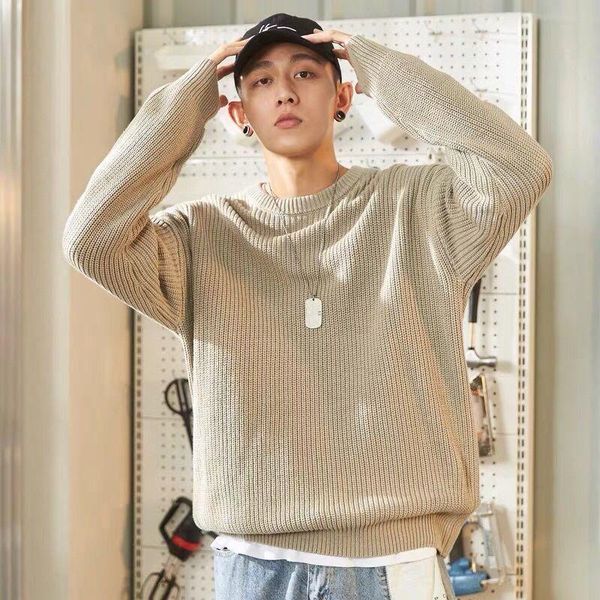 

men's sweaters 2021 autumn winter men fashion solid color oversized sweater long sleeve clothing streetwear knitted pullovers f398, White;black