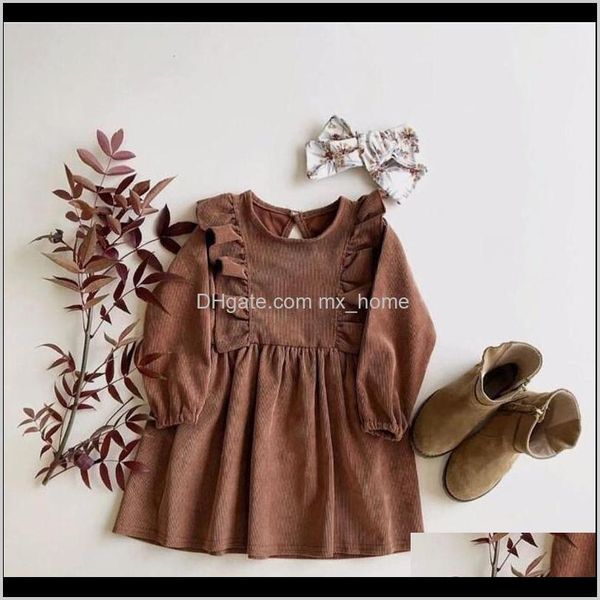 

girls baby clothing baby kids maternity drop delivery 2021 quality spring design child long sleeve corduroy ruffle twril dresses toddler bro, Red;yellow