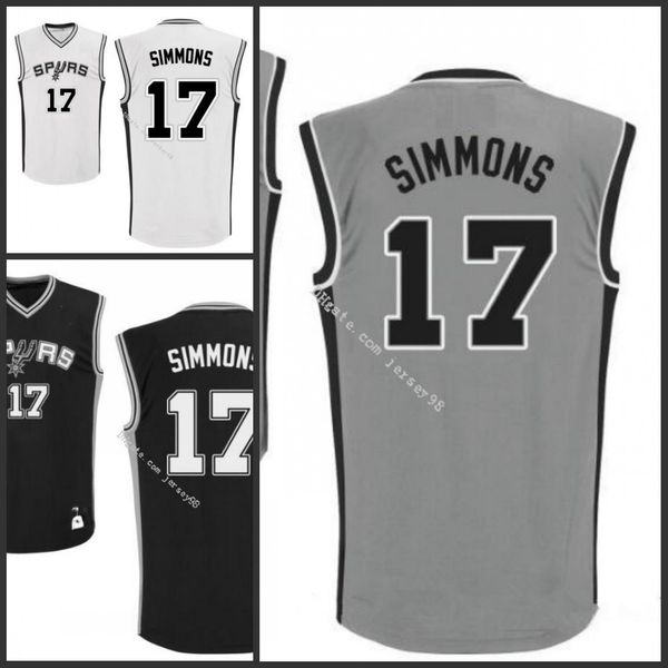 

san antonio spurs men #17 jonathon simmons retro basketball jersey, Black