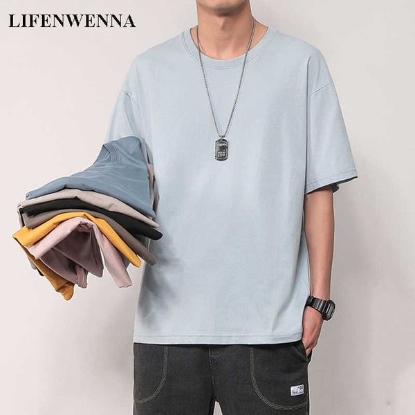 

m-4xl summer short sleeve mens t shirt fashion basic solid o-neck t shirt men casual cotton soft touch tee shirt homme 210528, White;black