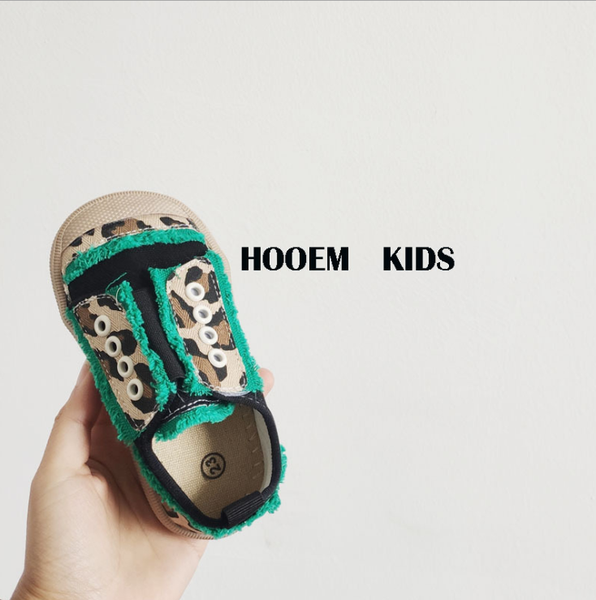 

korea style kids leopard shoes breathable casual girls boys canvas 23-28 athletic & outdoor, Black