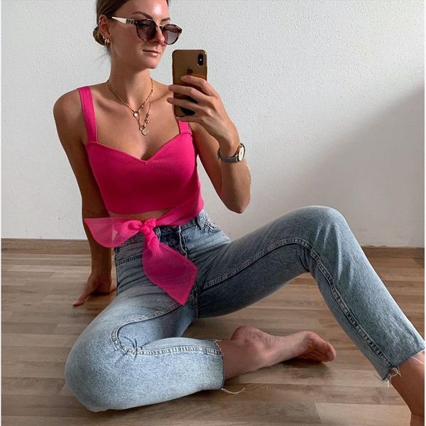 

cropped with women cami organza bow casual fashion strap camisole, White