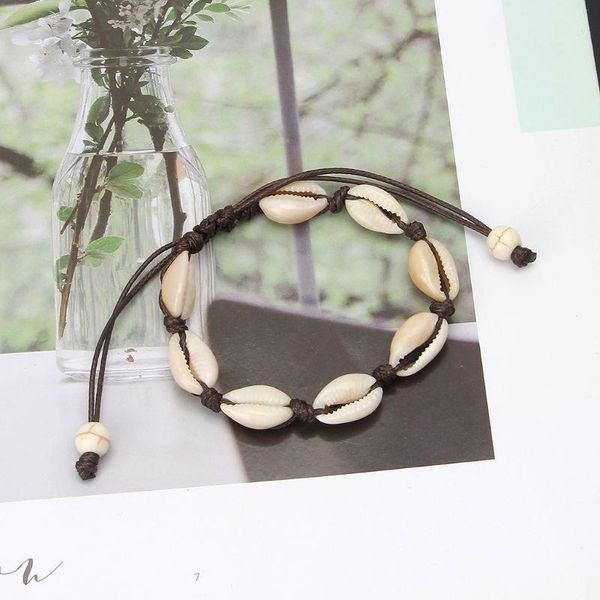 

charm bracelets natural cowrie shell anklet handmade hawaiian beach seashell jewelry, Golden;silver
