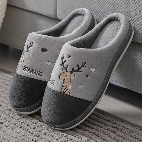 

deer winter with cotton slippers for women indoor lovely, Black