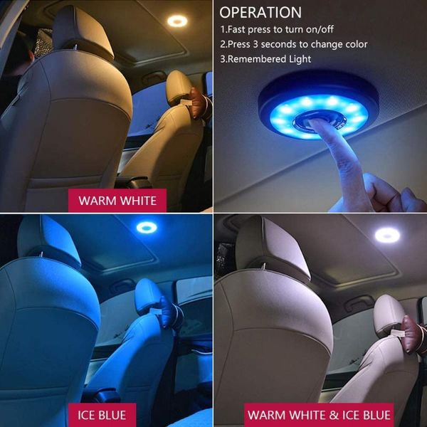 

emergency lights usb charging led light portable round universal rechargeable wireless interior reading lamp touch type car night