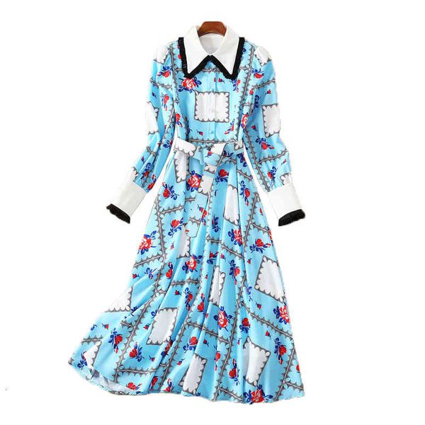 

vintage autumn sleeve thin adjustment middle temperament length shirt dress quality women's clothing, Black;gray