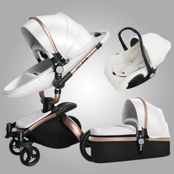 

strollers# luxury baby stroller 3 in 1 aulon pu leather can sit and lie four seasons winter strollers