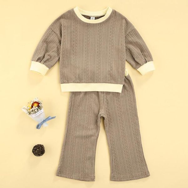 

clothing sets 2 pcs infant color block outfits, kids boy girl long sleeve round neck sweatshirt + trousers spring autumn, White