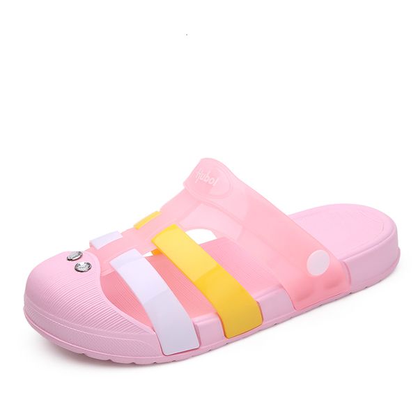 

slippers women jelly shoes rainbow summer sandals female nurse flat ladies slip on woman candy color peep toe women's beach 8aru, Black