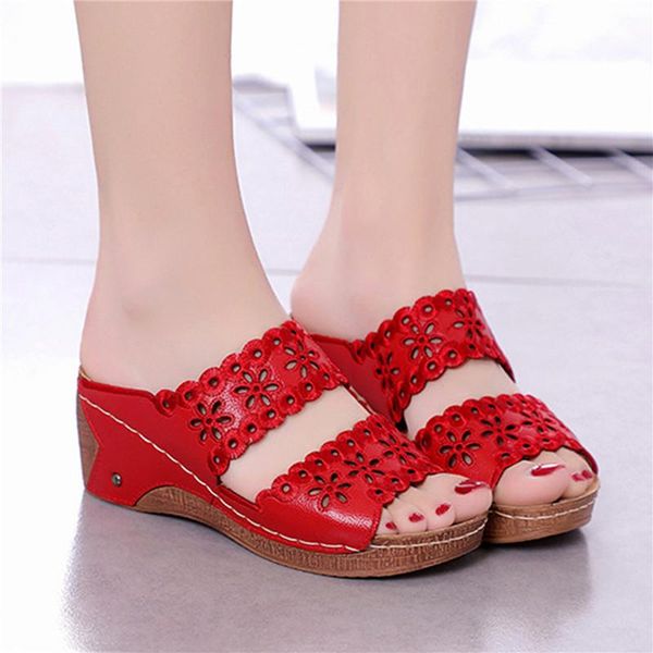 

sandals women platform shoes casual hollow out roman wedges high heels thick lady peep toe 2021, Black