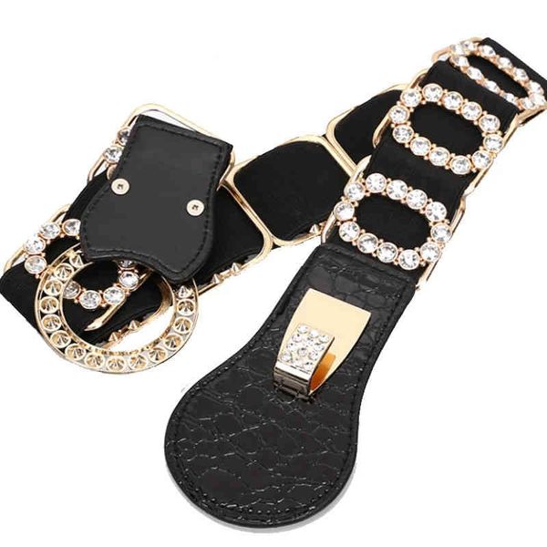 

wholale stock blingbling women rhintone wide belt fashion ladi decoration elastic waist belt, Black;brown