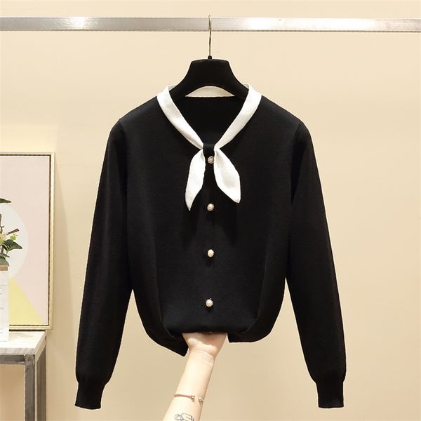 

women fall winter sweaters plus size v-neck korean japan outer wear long-sleeved beadings knitted bottoming pullovers gx1212 210506, White