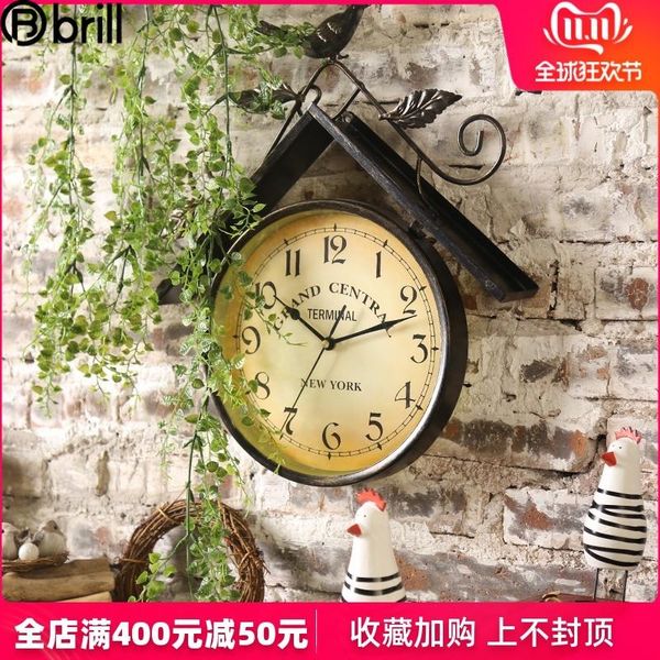 

vintage american wall clock birds quartz creative metal clocks living room 50