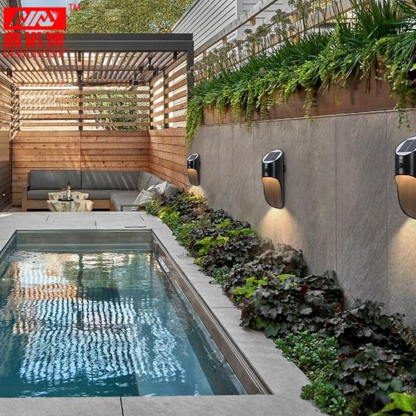 

solar lamps microwave sensor led light ip65 waterproof security wall lamp for garden pathway fence patio decor street