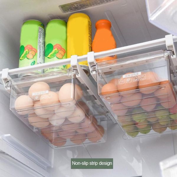 

plastic transparent kitchen fruit drawer storage box refrigerator slide frame & organization