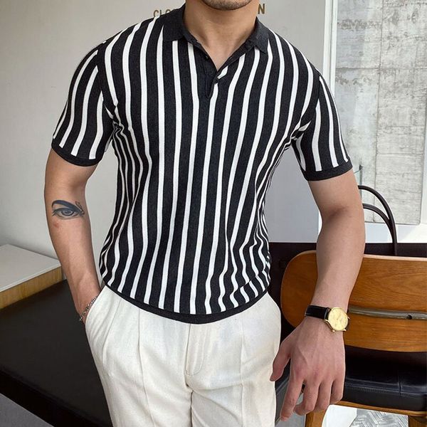 

zebra striped men s street polo shirt comfortable classic fashion daily travel work party, White;black