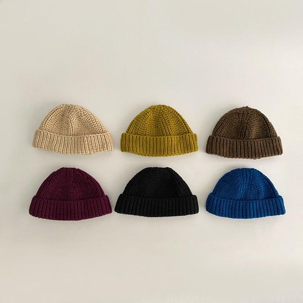

caps & hats lawadka 1-6years autumn winter hat for girls boys solid knitted beanie cap fashion children's clothes accessories 2021, Yellow