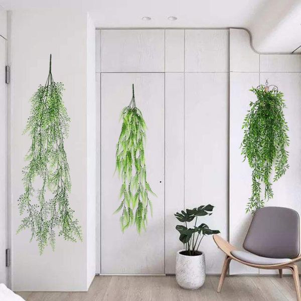 

decorative flowers & wreaths plastic artificial fleshy green vine ivy branches wall hanging rattan plant fall home wedding decoration christ