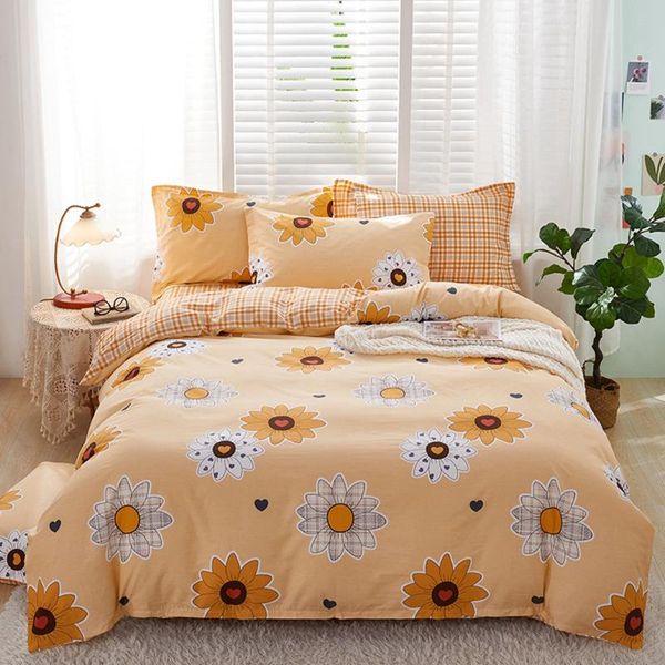 

bedding sets 100% cotton duvet cover + pillowcase flowers brown quilt bed linens no sheet single king  hometextile