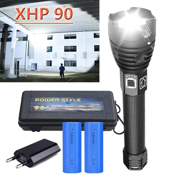 

flashlights torches 500000 lm xhp90.2 brightest led torch usb xhp50 rechargeable tactical 18650 or 26650 hand lamp xhp70