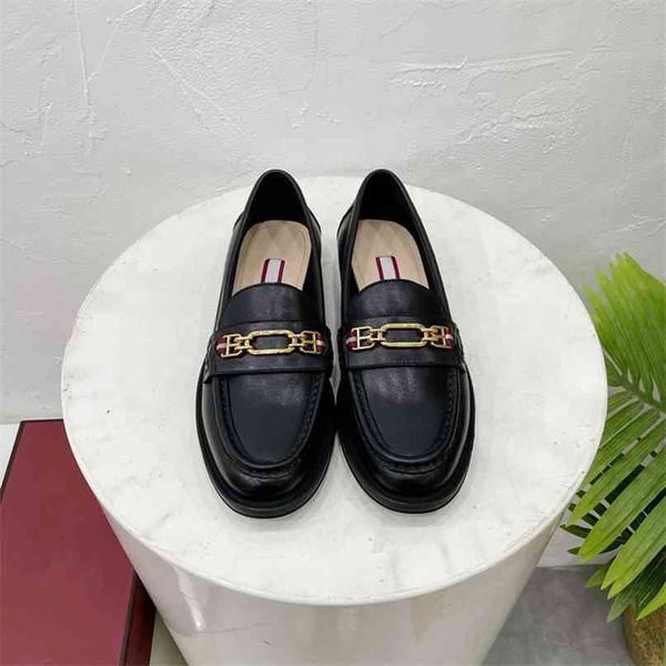 

2021 21 high edition b family spring and summer new bl metal buckle low heel flat bottom one foot pedal lazy lefu shoes single shoe woman yw, Black
