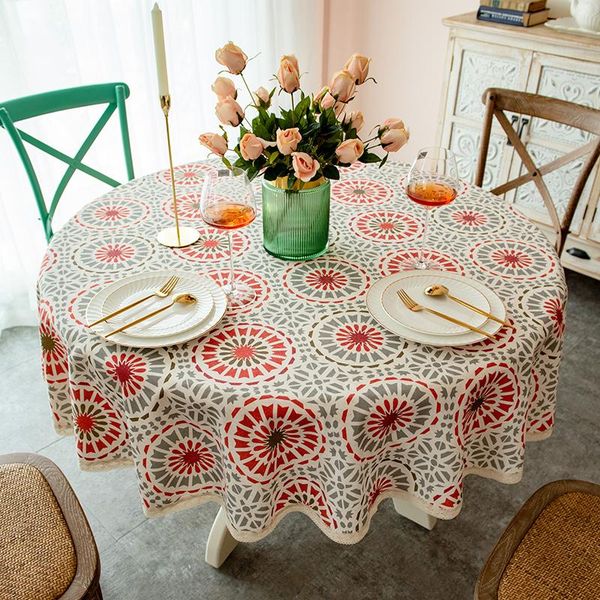 

spring summer product small round coffee table cloth cotton linen pastoral retro home large