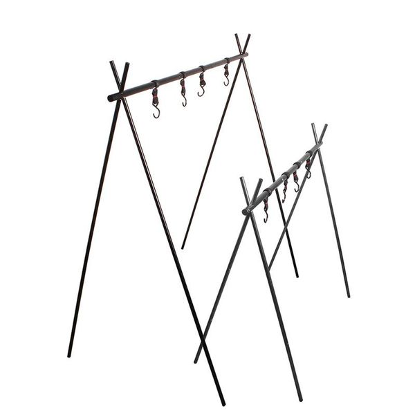 

outdoor cookware hanging rack aluminum alloy foldable camping drying triangular pot pan hangers & racks