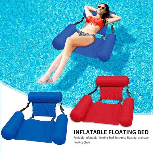 

inflatable floats & tubes water floating bed foldable backrest float drainage chair swimming pool hammock air mattresses lounger