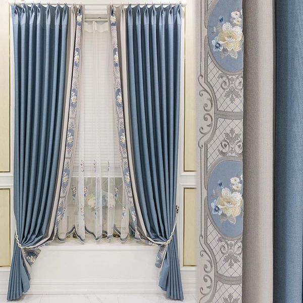 

curtain & drapes customized 2021 curtains for living dining room bedroom european modern minimalist blue linen fashion atmospheric