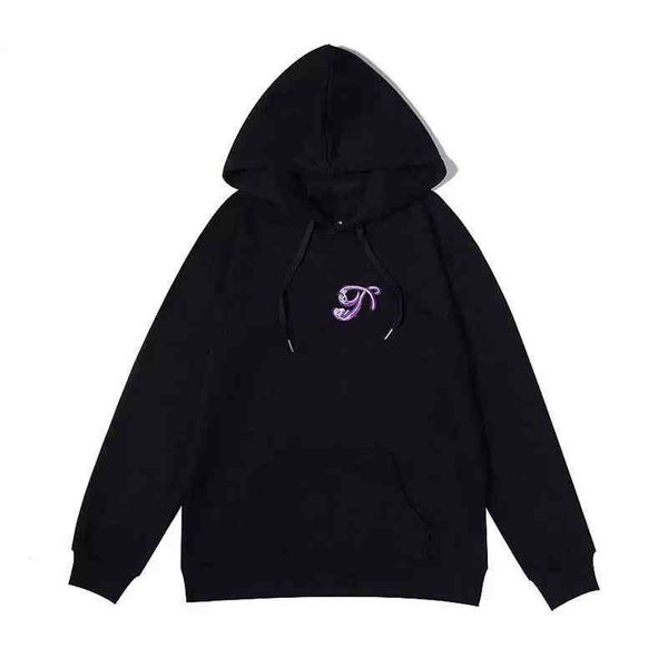 

french designer ddr hoodie letters fluorescent bright color logo hooded sweater men's cotton sweatshirt women's loose soft pullove, Black