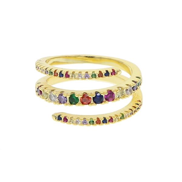 

wedding rings rainbow multi color thin ring gold plated snake shape warp layer for girl fashion delicate women elegance jewelry, Slivery;golden