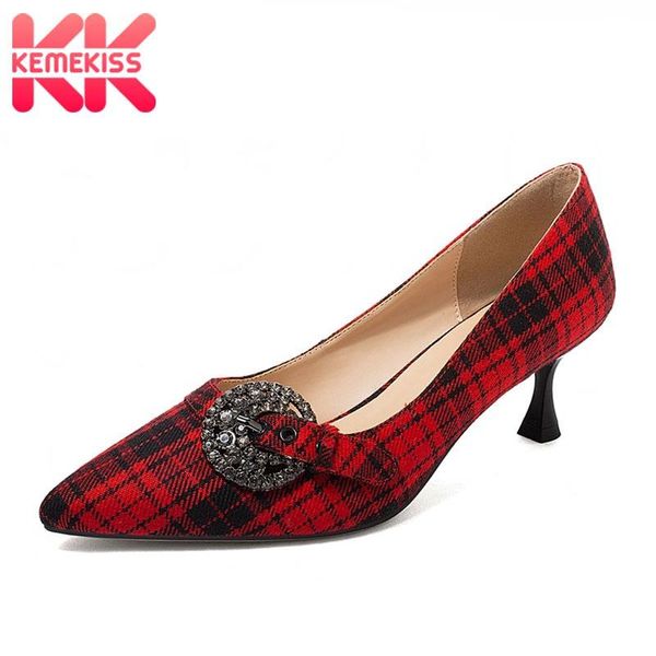 

dress shoes kemekiss spring women pumps mixed color sweet pointed toe metal decoration thin heel mujer footwear size 34-40, Black