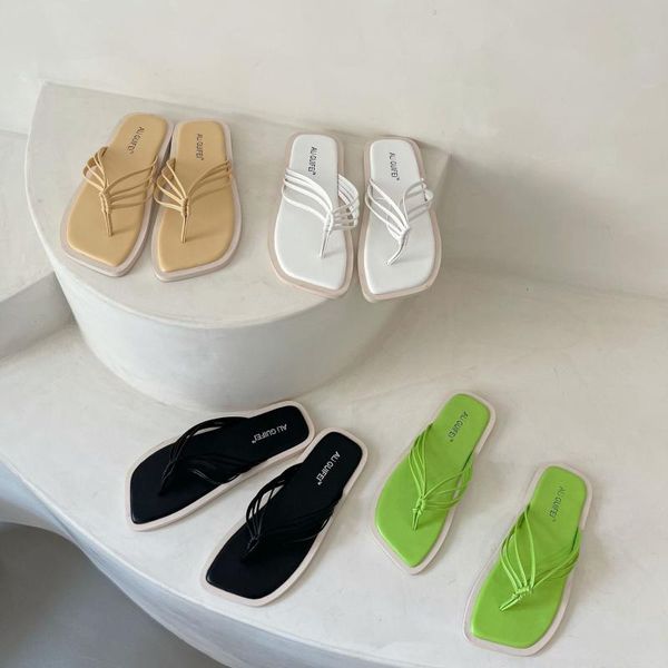 

low slippers women summer cross-tied slides rubber flip flops fashion shoes pantofle square toe hawaiian luxury flat 2021 scanda, Black