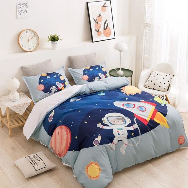 

bedding sets 35 set cartoon astronaut space pattern duvet cover for kids gifts comforter bedclothes  king size bed linen