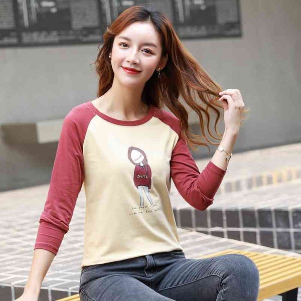 

autumn 2020 new loose fitting long sleeve t-shirt for korean women, White