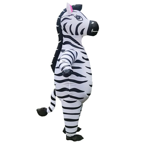 Mascote boneca traje preto mascote zebra inflável traje de halloween traje para homem mulheres cute animal papalear terno para adulto