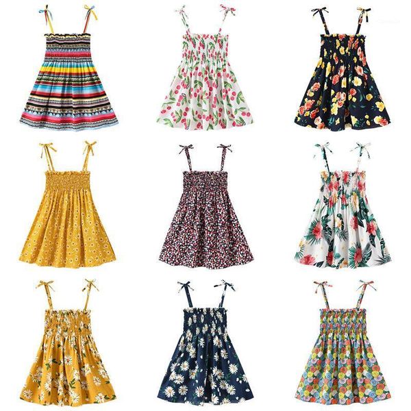 

pcs/lot 1-6y baby girls sleeveless daisy flower dresses kids summer princess braces dress children party ball pageant clothes girl's, Red;yellow