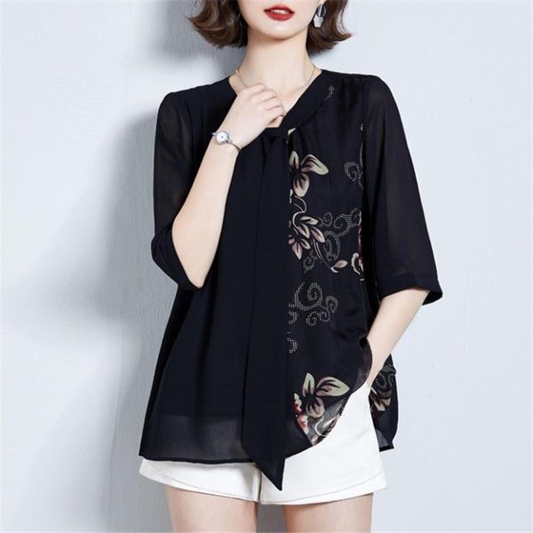 

women's blouses & shirts chiffon black shirt blouse women clothes loose v-neck ladies blusas mujer de moda streetwear chemise femme q4, White