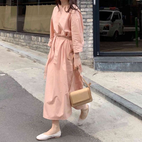 

elegant korean japanese style of women dressed in fashion design stylish solid-colored waistband dress with long shirt a, Black;gray