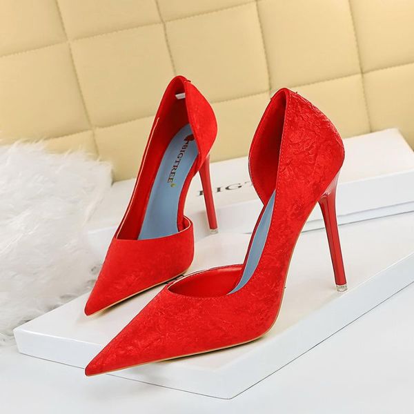 

dress shoes bigtree luxury women fetish .5cm high heels pumps designer office lady green tacones scarpins plus size 43 prom, Black