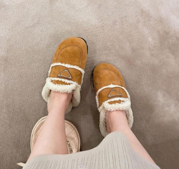 21s inverno chinelo quente mulher botas sapatos internos sapatos de neve externo bota curta plana feminina algodão shearling camurça chinelos de camurça eu35-40 botas de design de luxo de super qualidade