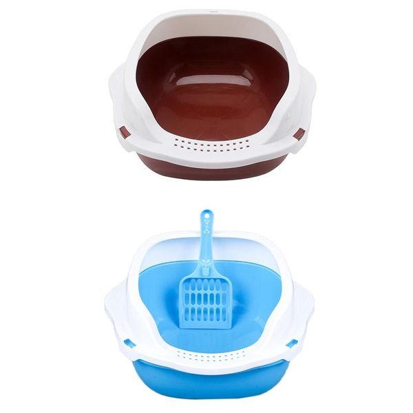 

kennels & pens large size cat litter box semi-closed sandbox toilet for pet training tray with shovel gift