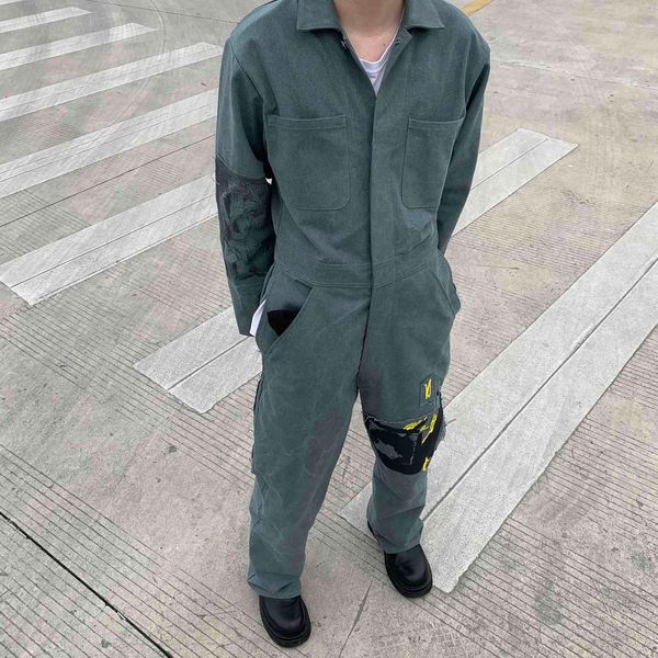 

fashiondemon erd men's jackets melancholy rich second generation extinct denim blue one-piece shirt, Black;brown