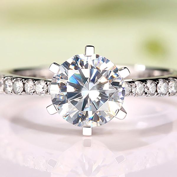 

cluster rings 14k gold 1 2 3 4 5 moissanite diamond ring women elegant round classic trendy wedding party engagement anniversary, Golden;silver